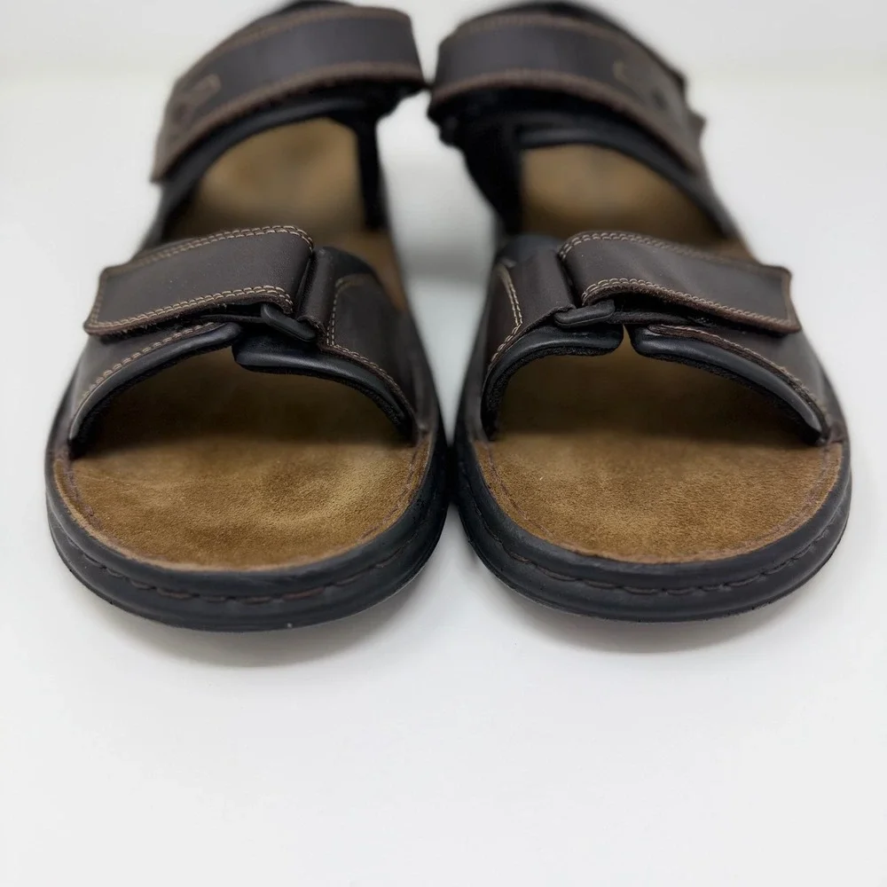 Josef Seibel Mens 44 US Brown Leather Adjustable Strap Sport Sandals Gorpcore